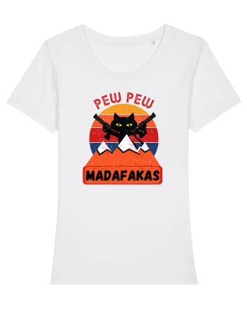 Funny Pew Pew Madafakas Cat White