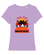 Funny Pew Pew Madafakas Cat Tricou mânecă scurtă guler larg fitted Damă Expresser