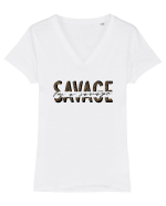 I'm a SAVAGE - Leopard Tricou mânecă scurtă guler V Damă Evoker