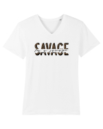 I'm a SAVAGE - Leopard Tricou mânecă scurtă guler V Bărbat Presenter