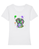 Happy Dog Tricou mânecă scurtă guler larg fitted Damă Expresser