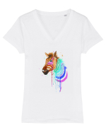 Zebra Tricou mânecă scurtă guler V Damă Evoker