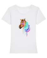 Zebra Tricou mânecă scurtă guler larg fitted Damă Expresser