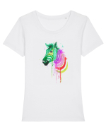 Zebra Tricou mânecă scurtă guler larg fitted Damă Expresser