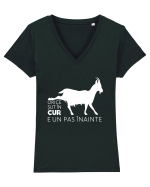 Orice șut în cur e un pas înainte - alb Tricou mânecă scurtă guler V Damă Evoker