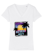 Beach Vibes Tricou mânecă scurtă guler V Damă Evoker