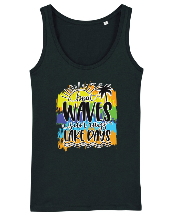 Boat Waves Sun Rays Lake Days Black