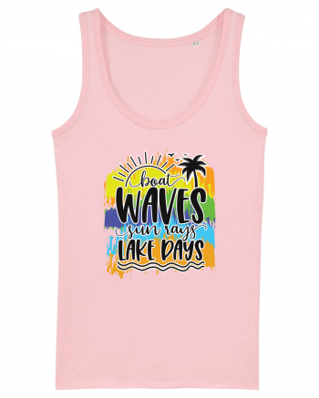 Boat Waves Sun Rays Lake Days Cotton Pink