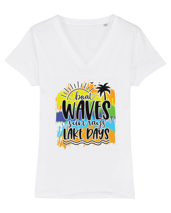 Boat Waves Sun Rays Lake Days White