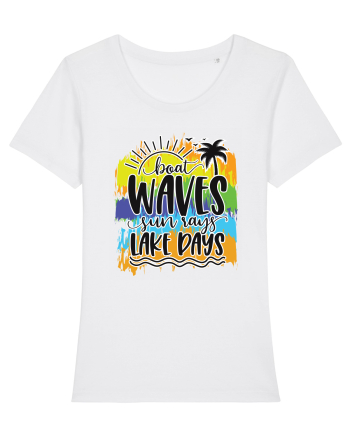 Boat Waves Sun Rays Lake Days White