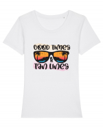 Good Times And Tan Lines Tricou mânecă scurtă guler larg fitted Damă Expresser