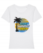 Hello Summer 2021 Tricou mânecă scurtă guler larg fitted Damă Expresser