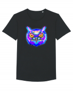 Skull Neon Owl Tricou mânecă scurtă guler larg Bărbat Skater