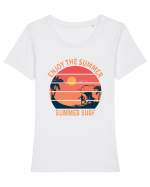 Enjoy The Summer Surf Sunset Tricou mânecă scurtă guler larg fitted Damă Expresser