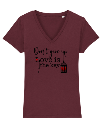LOVE is the Key - Don't Give Up Burgundy
