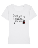LOVE is the Key - Don't Give Up Tricou mânecă scurtă guler larg fitted Damă Expresser
