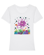 Happy Octopus Tricou mânecă scurtă guler larg fitted Damă Expresser