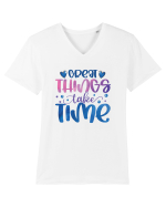 Great Thinks Take Time Tricou mânecă scurtă guler V Bărbat Presenter