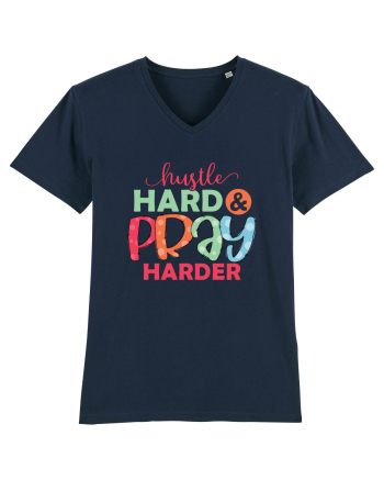 Hustle Hard Pray Harder French Navy