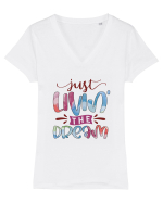 Just Livin' The Dream Tricou mânecă scurtă guler V Damă Evoker