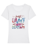 Just Livin' The Dream Tricou mânecă scurtă guler larg fitted Damă Expresser