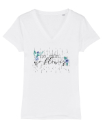 No Rain, No Flower Tricou mânecă scurtă guler V Damă Evoker