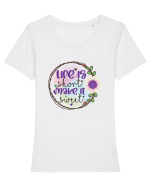 Life Is Short Make It Sweet Tricou mânecă scurtă guler larg fitted Damă Expresser