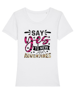 Say Yes To New Adventures Tricou mânecă scurtă guler larg fitted Damă Expresser