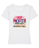 If My Mouth Doesn't Say It Tricou mânecă scurtă guler larg fitted Damă Expresser