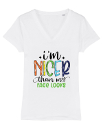 I'm Nicer Than My Face Looks Tricou mânecă scurtă guler V Damă Evoker