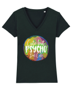 Psycho But Cute Tricou mânecă scurtă guler V Damă Evoker