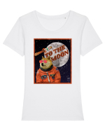 To The moon  Dogecoin Astronaut  Tricou mânecă scurtă guler larg fitted Damă Expresser