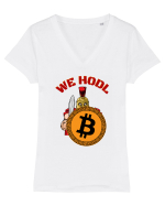 We Hodl Bitcoin Tricou mânecă scurtă guler V Damă Evoker
