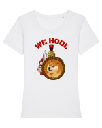 We Hodl Dogecoin  Tricou mânecă scurtă guler larg fitted Damă Expresser