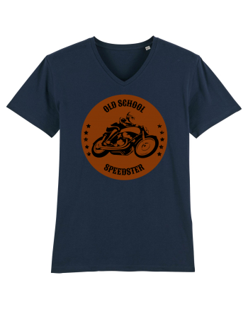 Old School Speedster.Tricou pentru motociclisti French Navy