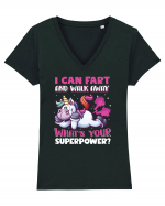 Funny Unicorn Superpower Tricou mânecă scurtă guler V Damă Evoker