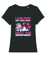 Funny Unicorn Superpower Tricou mânecă scurtă guler larg fitted Damă Expresser