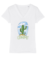 Summer Breeze - Watercolor Cactus Tricou mânecă scurtă guler V Damă Evoker