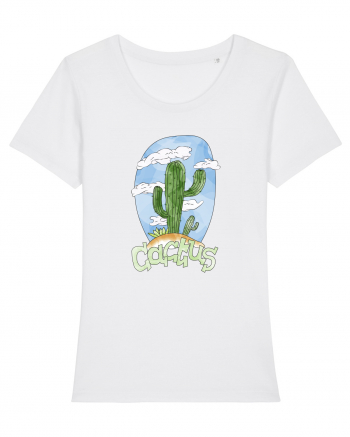 Summer Breeze - Watercolor Cactus White