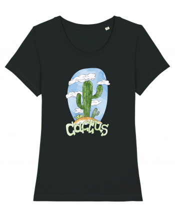 Summer Breeze - Watercolor Cactus Black