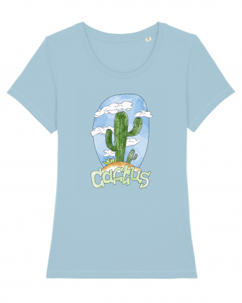 Summer Breeze - Watercolor Cactus Sky Blue