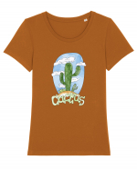 Summer Breeze - Watercolor Cactus Tricou mânecă scurtă guler larg fitted Damă Expresser