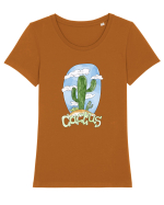 Summer Breeze - Watercolor Cactus Tricou mânecă scurtă guler larg fitted Damă Expresser