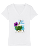 Summer Breeze - Watercolor Nucă de Cocos Tricou mânecă scurtă guler V Damă Evoker