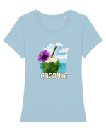 Summer Breeze - Watercolor Nucă de Cocos Tricou mânecă scurtă guler larg fitted Damă Expresser