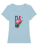Summer Breeze - Watercolor Flamingo Tricou mânecă scurtă guler larg fitted Damă Expresser