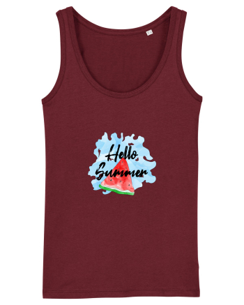 Summer Breeze - Watercolor Hello Summer Watermelon (Pepene) Burgundy