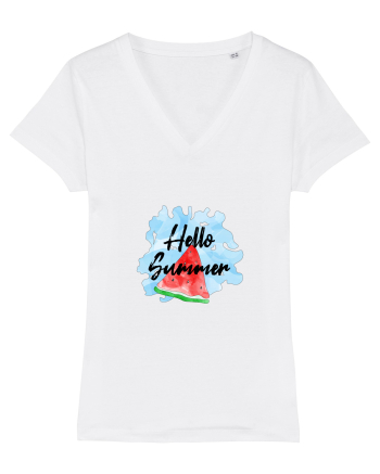 Summer Breeze - Watercolor Hello Summer Watermelon (Pepene) White