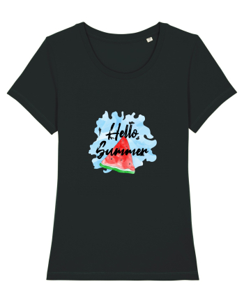 Summer Breeze - Watercolor Hello Summer Watermelon (Pepene) Black