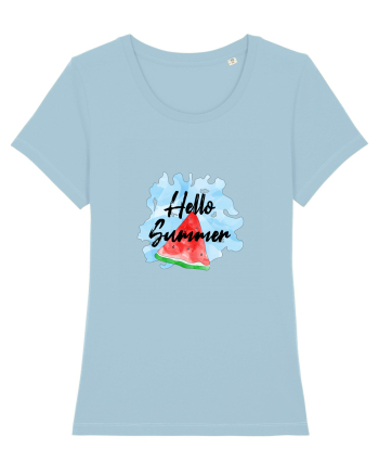 Summer Breeze - Watercolor Hello Summer Watermelon (Pepene) Sky Blue